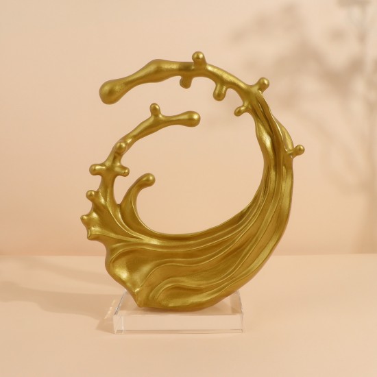 تحفه  فنيه بقاعدة زجاجيه ذهبي - 23×10×27سم