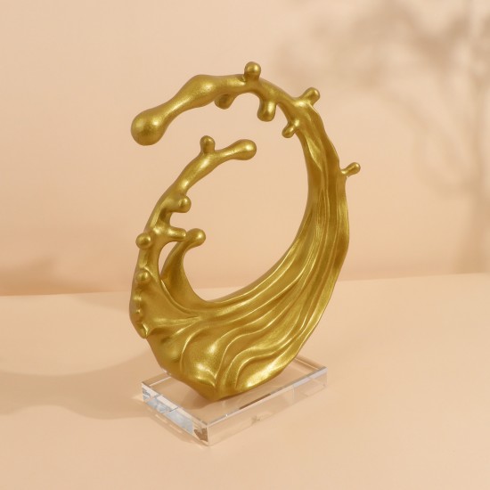 تحفه  فنيه بقاعدة زجاجيه ذهبي - 23×10×27سم