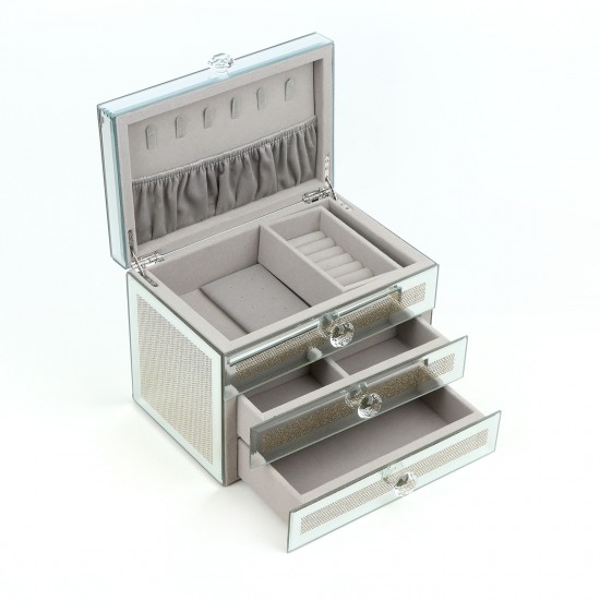 Luxury jewelry box with an elegant design, 23.5 x 15.5 x 18 cm