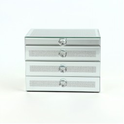 Luxury jewelry box with an elegant silver design, 23.5 x 15.5 x 18 cm