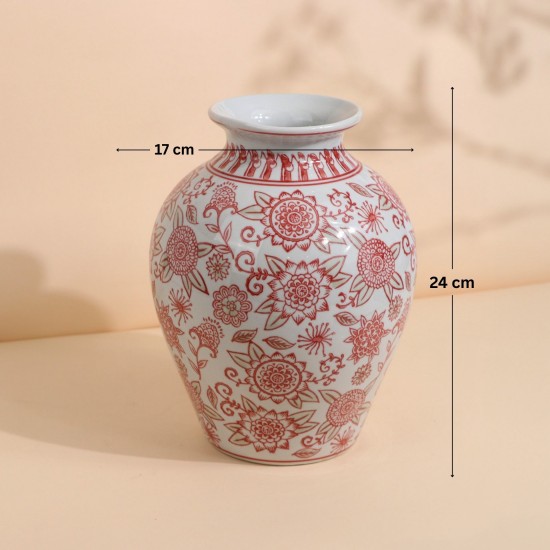 فازة سيراميك بنقوش بتصميم عصري - 2M3A100323