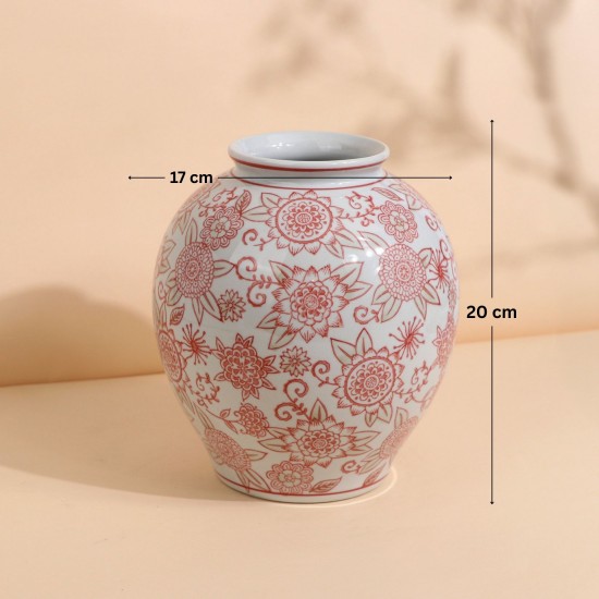 فازة سيراميك بنقوش بتصميم عصري - 2M3A100324