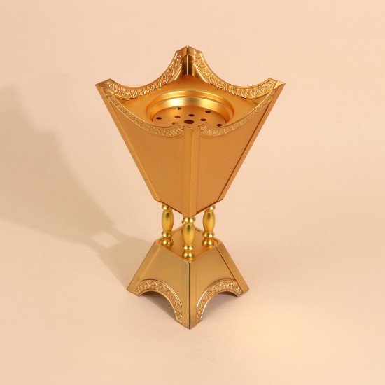 Uniquely designed metal incense burner - gold - 13 x 26 cm - 2M3F200066