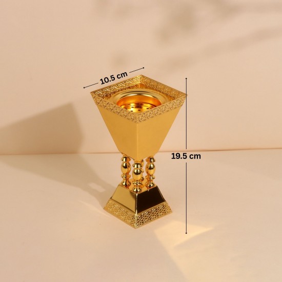 Luxury decorative incense burner, stainless steel, gold - 2S1R200133