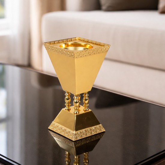 Luxury decorative incense burner, stainless steel, gold - 2S1R200136