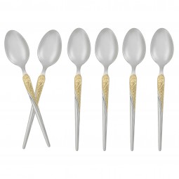 Stainless steel cutlery set, silver and gold - 20 cm - 6 pieces - 2M1D100209 Stainless steel cutlery set, silver and gold - 20 cm - 6 pieces - 2M1D100209