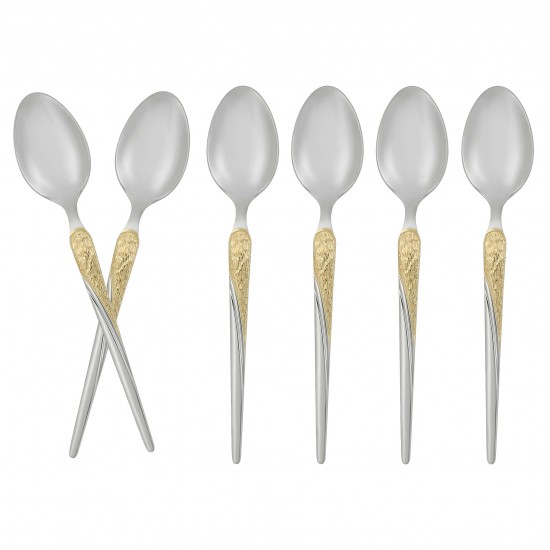 Stainless steel cutlery set, silver and gold - 20 cm - 6 pieces - 2M1D100209 Stainless steel cutlery set, silver and gold - 20 cm - 6 pieces - 2M1D100209
