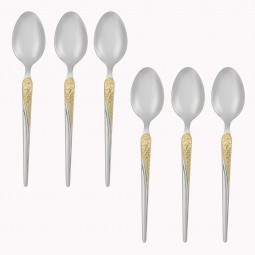 Stainless steel cutlery set, silver and gold - 20 cm - 6 pieces - 2M1D100209