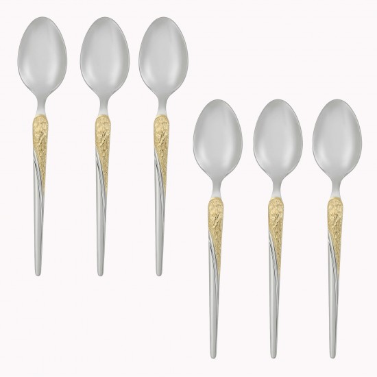 Stainless steel cutlery set, silver and gold - 20 cm - 6 pieces - 2M1D100209 Stainless steel cutlery set, silver and gold - 20 cm - 6 pieces - 2M1D100209