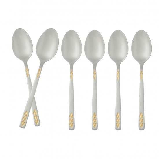 Stainless steel cutlery set, silver and gold - 20 cm - 6 pieces - 2M1D100214