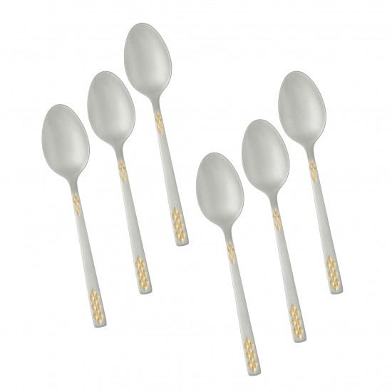 Stainless steel cutlery set, silver and gold - 20 cm - 6 pieces - 2M1D100214