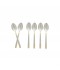 Stainless steel dessert spoon set, silver and gold - 15 cm - 6 pieces - 2M1D100216