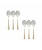 Stainless steel dessert spoon set, silver and gold - 15 cm - 6 pieces - 2M1D100234
