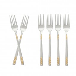 Stainless steel dinner fork set, silver and gold - 20 cm - 6 pieces - 2M1D200215 Stainless steel dinner fork set, silver and gold - 20 cm - 6 pieces - 2M1D200215