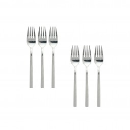 Stainless steel dessert fork set, silver - 15 cm - 6 pieces - 2M1D200222