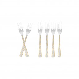 Stainless steel dessert fork set, silver and gold - 15 cm - 6 pieces - 2M1D200235 Stainless steel dessert fork set, silver and gold - 15 cm - 6 pieces - 2M1D200235