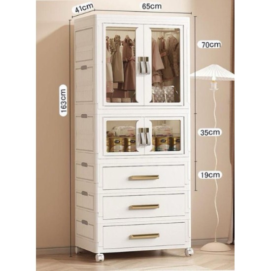 5-Tier 3-Drawer Foldable Wardrobe Light Beige 5-Tier 3-Drawer Foldable Wardrobe Light Beige