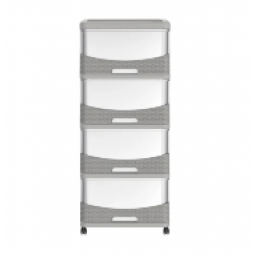 Cedar rattan storage drawer, gray color, 4 shelves