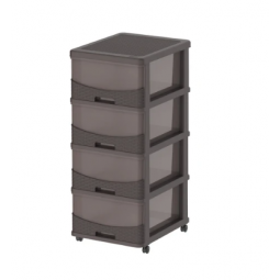 Cedar rattan storage drawer, brown, 4 shelves