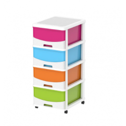 Cedar rattan storage drawer, white and colored, 4 shelves
