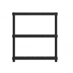 Plastic storage shelves, 3 levels, black