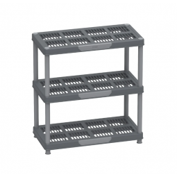 Plastic storage shelves, 3 levels, dark grey