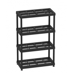 Plastic storage shelves, 4 levels, black
