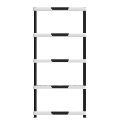Plastic storage shelves, 5 levels, white