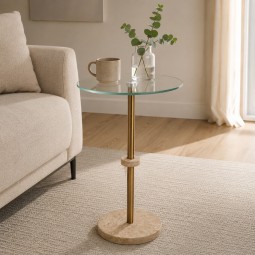 طاولة جانبية  بسطح زجاج  - 35× 55 سم - 2A2K500048