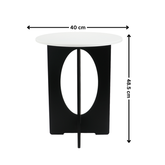 Single serving table, black and white wood - 2UU22-153 Single serving table, black and white wood - 2UU22-153