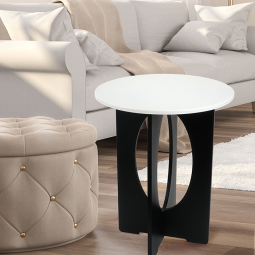 Single serving table, black and white wood - 2UU22-153