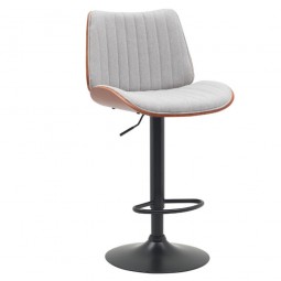 Fabric and wood bar chair with metal legs