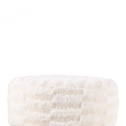 White fur upholstered chair with silver belt, 41*35 cm
