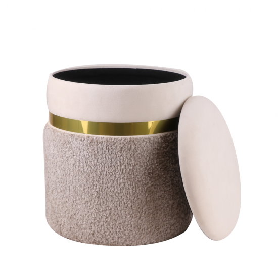Puff chair with storage, two colors, gold belt, 34*28 cm