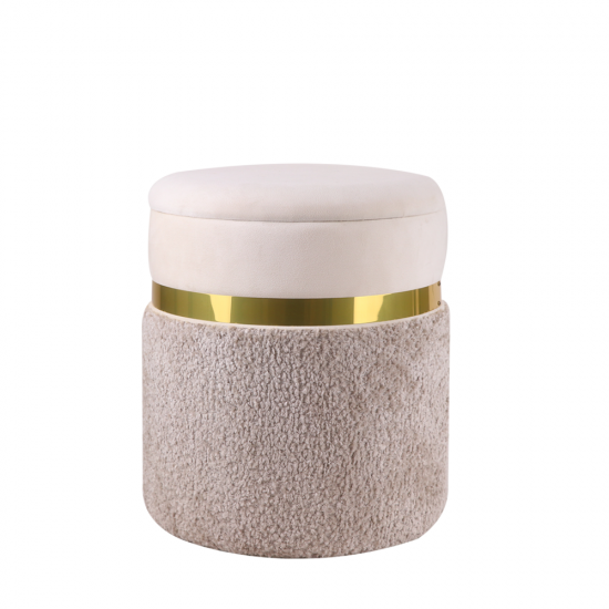 Puff chair with storage, two colors, gold belt, 34*28 cm
