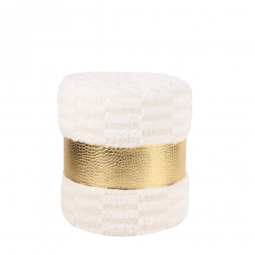 White fur upholstered chair with gold belt, 34*30 cm