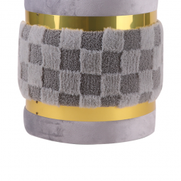 Puff chair with gray storage with gold belt, 34*28 cm