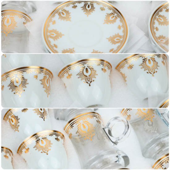 36-piece gold-colored coffee and tea cup set 36-piece gold-colored coffee and tea cup set