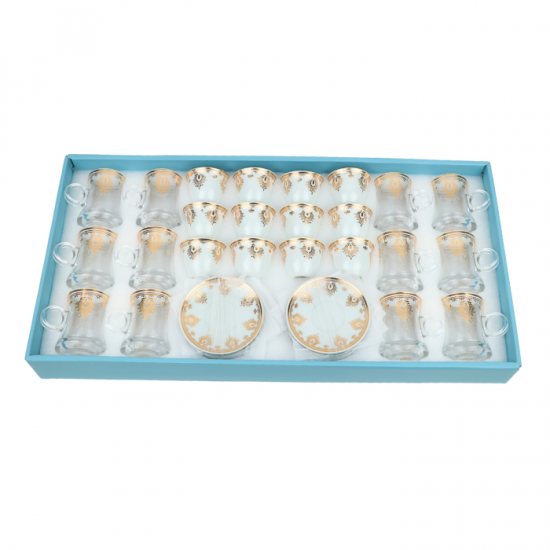 36-piece gold-colored coffee and tea cup set 36-piece gold-colored coffee and tea cup set