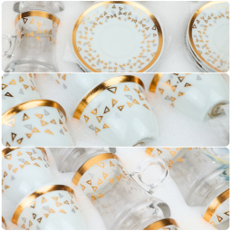 36-piece gold and silver patterned coffee and tea cup set