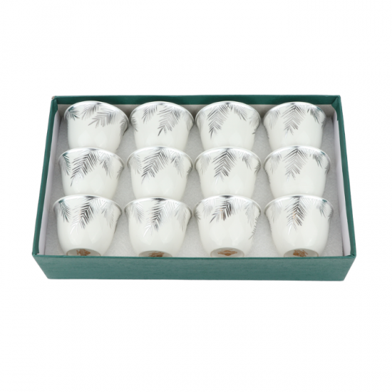 Modern Design Coffee Cup Set - White Silver - 12 Pieces Modern Design Coffee Cup Set - White Silver - 12 Pieces
