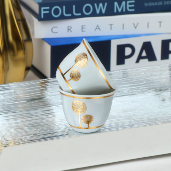 Modern Design Coffee Cup Set - White and Gold - 12 Pieces Modern Design Coffee Cup Set - White and Gold - 12 Pieces