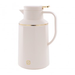 Shimizu white thermos with gold line, 1.5 liters