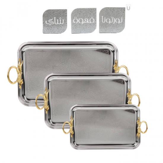 Elegant stainless steel tabasi set - silver and gold - 3 pieces Elegant stainless steel tabasi set - silver and gold - 3 pieces
