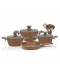 Turkish cookware set, 14 pieces, brown, with glass lid - 240BR/14G Turkish cookware set, 14 pieces, brown, with glass lid - 240BR/14G