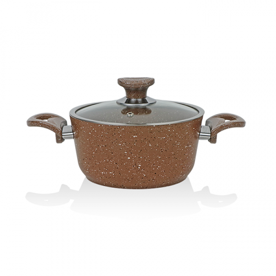 Turkish cookware set, 14 pieces, brown, with glass lid - 240BR/14G Turkish cookware set, 14 pieces, brown, with glass lid - 240BR/14G