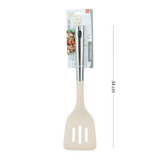 Silicone Ladle Spoon with Steel Handle - Beige Silicone Ladle Spoon with Steel Handle - Beige