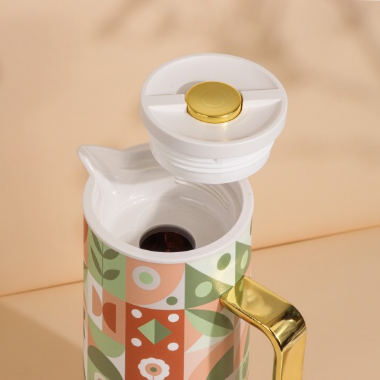 1 Liter Modern Floral Pattern Tea Thermos - 2G1B200078