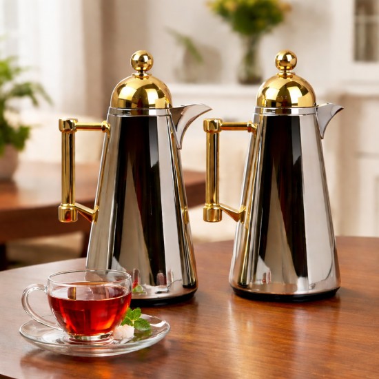 Gold and silver tea and coffee thermos set, 1 liter - 2GG1-B02-001