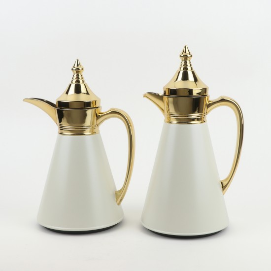 Tulane Coffee Tea Thermos Set - 0.7L / 1L - White Golden Tulane Coffee Tea Thermos Set - 0.7L / 1L - White Golden